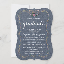 Invitación Charm Western Old Denim Horseshoes GRADUATION