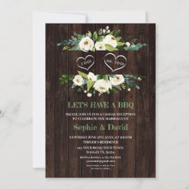 Invitación Charm White Floral Frame Barn I DO BBQ