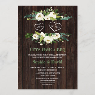 Invitación Charm White Floral Frame Barn I DO BBQ