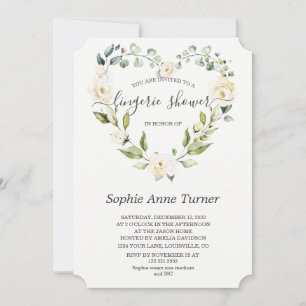 Invitación Charm White Flowers Calligraphy Lingerie Shower