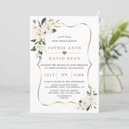 Invitación Charm White Magnolia Gold Boda Floral