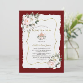 Invitación Charm White Rubor Floral Gold Bridal Tea Fiesta