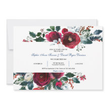 Charm Winter Burgundy Floral Pine Frame Boda