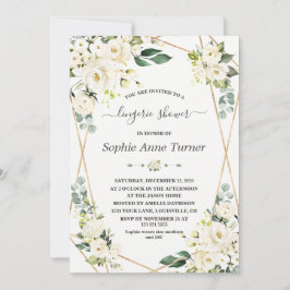 Invitación Charma acuarela Floral blanca Dorada ducha de novi