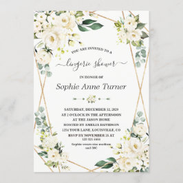 Invitación Charma acuarela Floral blanca Dorada ducha de novi