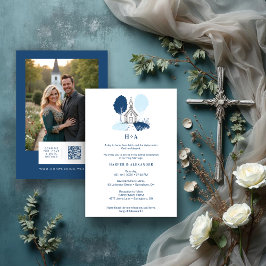 Invitación Charming Blue Church Christian Wedding