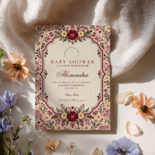 Invitación Charming Blush Fiesta Folk Art para Baby Shower