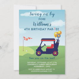 Invitación Charming Boy Golf Cart Par-tee 4º cumpleaños