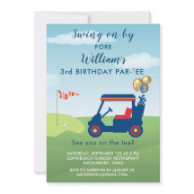 Charming Boy Golf Cart Par-tee tercer cumpleaños