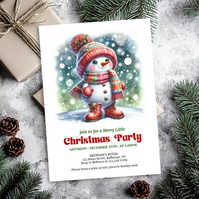 Invitación Charming cartoon snowman invite festive cheer  (Charming cartoon snowman invite festive cheer digital)