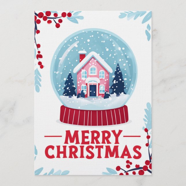 Invitación Charming Christmas Snow Globe Holiday Card (Anverso)