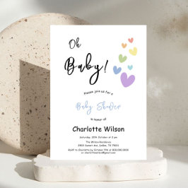 Invitación Charming & Colorido Cumple de Bebé Corazones