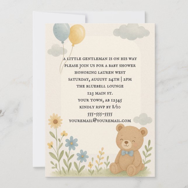 Invitación Charming Cub Baby Shower Invitation (Anverso)