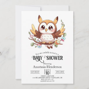 Invitación Charming Cute Owl Baby Shower