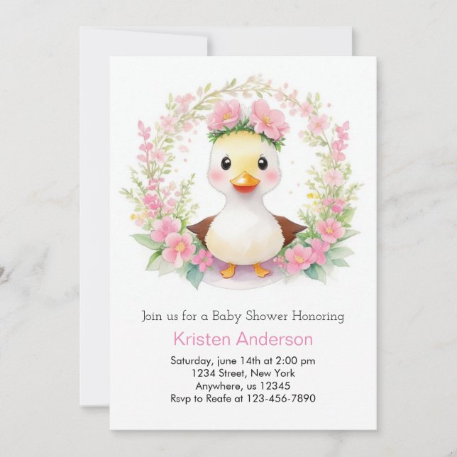 Invitación Charming Duck Parade Baby Shower (Anverso)