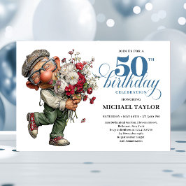 Invitación Charming Funny Man 50th Birthday Quirky Humor