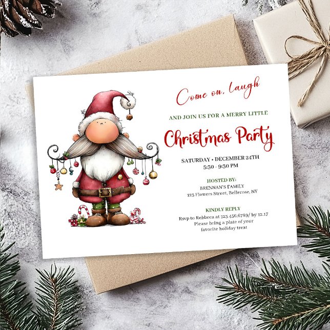 Invitación Charming Funny Santa Minimalist Holiday Invitation (Charming Funny Santa Minimalist Holiday Invitation)