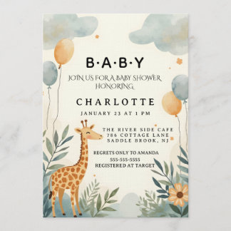 Invitación Charming Giraffe Baby Shower