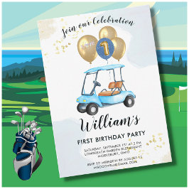 Invitación Charming Golf Cart First Birday Boy