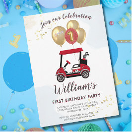 Invitación Charming Golf Cart First Birday Boy