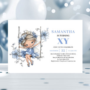 Invitación Charming Hada Azul Niña 5to Cumpleaños Pastel