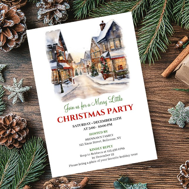 Invitación Charming holiday scene Christmas village event   (Charming holiday scene Christmas village event invite)