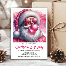 Invitación Charming Pink Santa Bubble Gum Funny Christmas