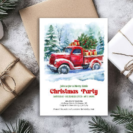 Invitación Charming red truck Christmas scene rustic invites