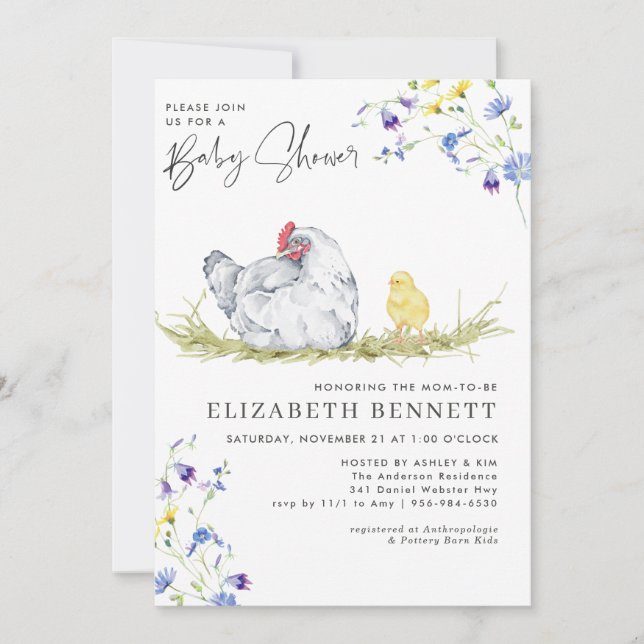 Invitación Charming Rustic Farmhouse | Chicken Baby  (Anverso)