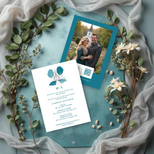 Invitación Charming Teal Church Christian Wedding