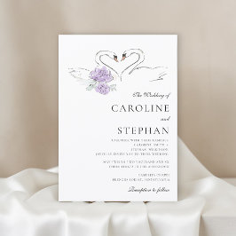 Invitación Charming Watercolor Swan Couple Wedding Announceme