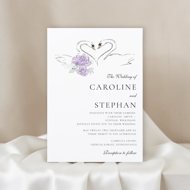 Invitación Charming Watercolor Swan Couple Wedding Announceme (Subido por el creador)