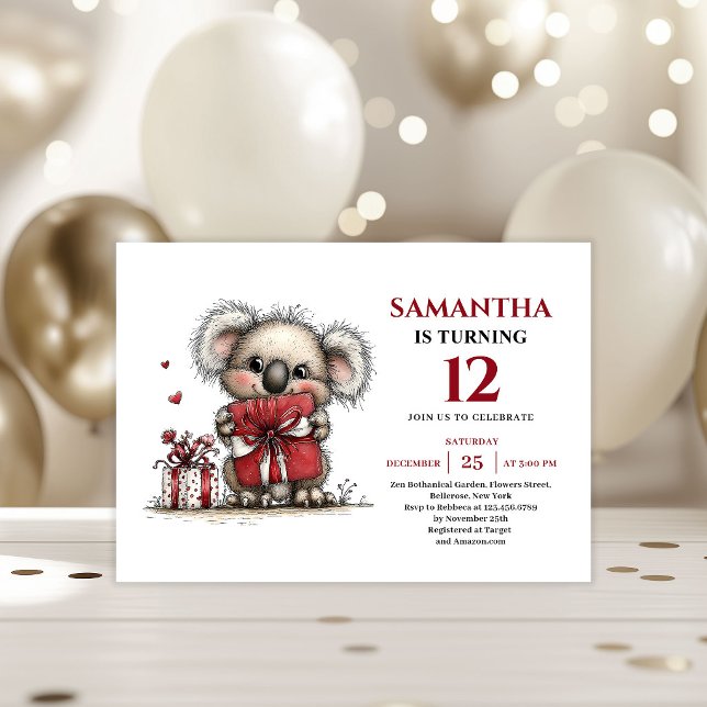 Invitación Charming whimsical koala design kids birthday (Charming whimsical animals design kids birthday invitation

)