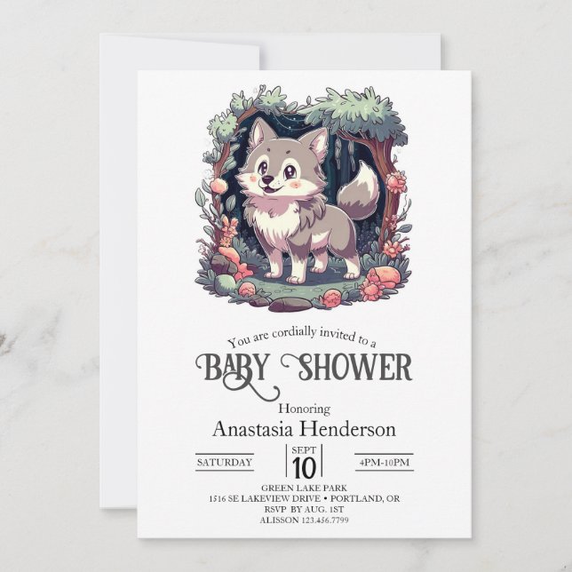 Invitación Charming Wolf Baby Shower (Anverso)
