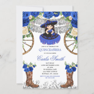 Invitación Charra azul y plateada 15 Anos de la Marina Occide