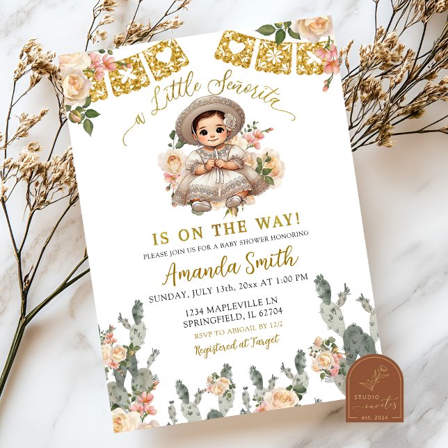 Invitación Charra Ivory Rosas Señorita De Camino A Baby Showe (Subido por el creador)