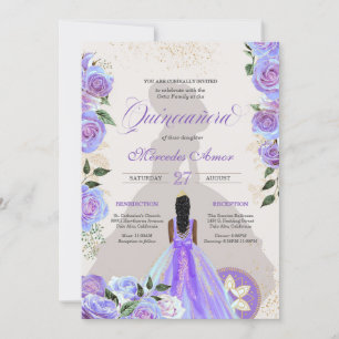 Invitación Charro de flante azul púrpura irlandés Quinceanera