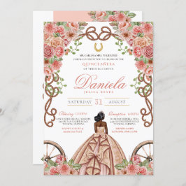 Invitación Charro elegante de oro rosa rosa de Rubor Quincean
