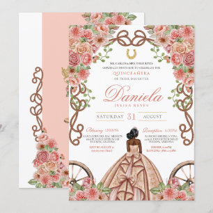 Invitación Charro elegante de oro rosa rosa de Rubor Quincean