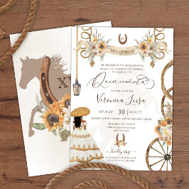 Invitación Charro Floral Boho Rústico País Quinceanera