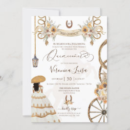 Invitación Charro Floral Boho Rústico País Quinceanera