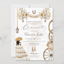 Invitación Charro Floral Boho Rústico País Quinceanera Invi