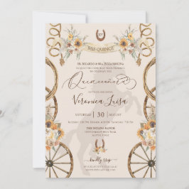 Invitación Charro Rústico Sunflowers & Boho Floral Quinceañer