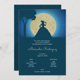 Invitación Charro Silhouette con Moon Quinceanera