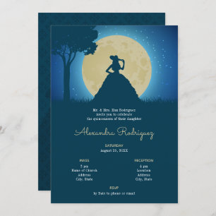 Invitación Charro Silhouette con Moon Quinceanera