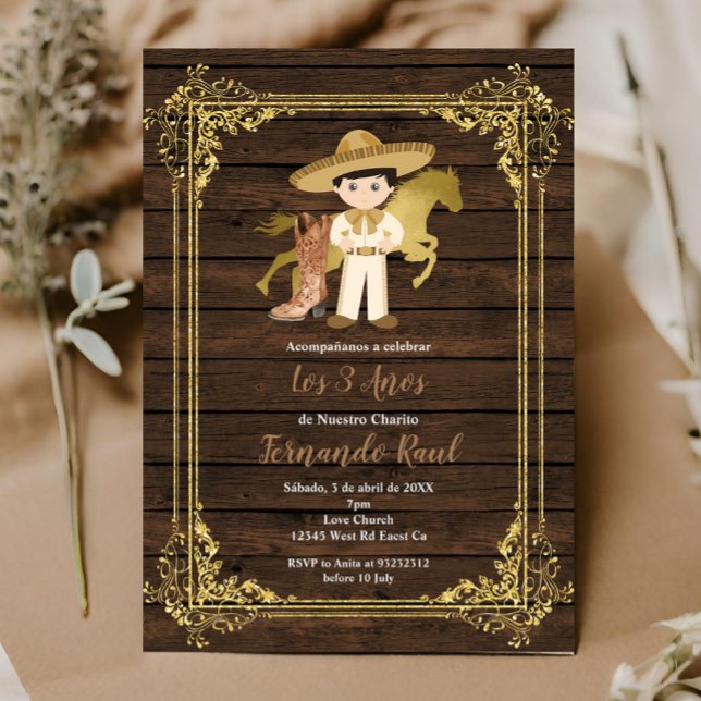 Invitación Charro Tres Anos de Madera Rusa (Subido por el creador)
