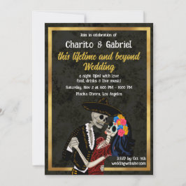 Invitación Charro y Catrina Sugar Skulls Boda bailarín