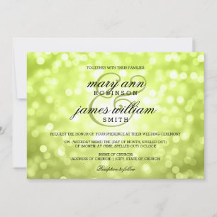 Invitación Chartreuse Bokeh ilumina una boda elegante