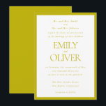 Invitación Chartreuse Elegant Classic Wedding Parents Host<br><div class="desc">Make your wedding announcement unforgettable with our Formal Elegant Wedding Invitation Template. Perfectly crafted for parents hosting the special day, this chartreuse green and white invitation features a simple frame and elegant typography for the spouse's names and the wedding information. Fully customizable, this template allows you to personalize every detail...</div>