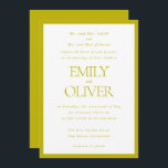 Invitación Chartreuse Elegant Classic Wedding Parents Host<br><div class="desc">Make your wedding announcement unforgettable with our Formal Elegant Wedding Invitation Template. Perfectly crafted for parents hosting the special day, this chartreuse green and white invitation features a simple frame and elegant typography for the spouse's names and the wedding information. Fully customizable, this template allows you to personalize every detail...</div>